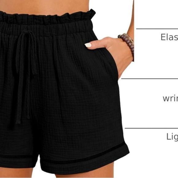 High Waist Black Ruffle Shorts - Picture 4 of 7